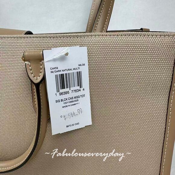 Coach Maggie Tote Bag In Colorblock In Canvas/Gold/Dark Natural Multi CAK59 NWT - Picture 6 of 11